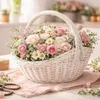 Geschenkkorb leer mit Henkel weiß Weidenkorb geflochten Produktbild-Vorschau 5