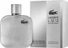 A bottle of Lacoste L.12.12 Silver Grey Eau De Parfum and its packaging are displayed against a white background. Voir les images du produit