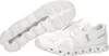 A pair of white athletic shoes, one shoe is placed on its side showing the sole, and the other is upright showing the top. Produktbild-Vorschau