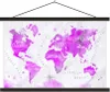 MuchoWow® Textilposter Weltkarte - Rosa - Ölfarbe 90x60 cm Produktbild-Vorschau 1