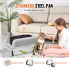 A girl is petting a cat next to a stainless steel litter box in a living room setting. Náhľad obrázku produktu