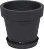 A dark gray plant pot with a matching saucer, presented against a white background. Náhled obrázku produktu
