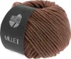 A ball of brown yarn with a black label. Produktbild-Vorschau