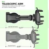 Comparison of two car phone mounts, highlighting the telescopic arm feature and its extension range. Produktbild-Vorschau