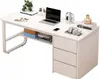 A white desk with a laptop, headphones, books, and a plant. Náhľad obrázku produktu