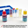 A pool water test kit with bottles of reagents and test tubes is displayed on a white background. Produktbild-Vorschau