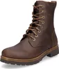 A brown leather boot with laces on a white background. Produktbild-Vorschau