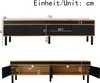 Diagrams showing the dimensions of a TV stand. Produktbild-Vorschau