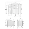 Technical drawings with dimensions of a wooden garden house. Produktbild-Vorschau