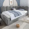 A child's bedroom with a bed, bedding, and a rocking horse. Náhľad obrázku produktu