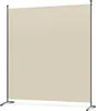 A freestanding room divider with a beige fabric screen and a dark metal frame. Produktbild-Vorschau