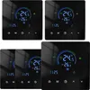 A collage of five digital LCD room thermostats, each displaying temperature and time. Podgląd zdjęcia produktu