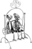 A metal sculpture of a couple sitting on a swing. Anteprima dell’immagine prodotto