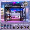 Łóżko piętrowe 90 x 200 cm z półką, barierką, drążkiem na Podgląd zdjęcia produktu 2