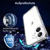 A clear phone case is shown on a dark, rocky background, with graphics highlighting its protective features. Náhľad obrázku produktu