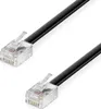 Two black telephone cables with clear RJ11 connectors are shown against a white background. Produktbild-Vorschau