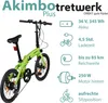 A green folding electric bicycle with feature callouts. Anteprima dell’immagine prodotto