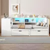 Lit plateforme en bois avec bureau intégré, étagère à Voir les images du produit 5