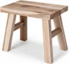 Vintage Holz Fußhocker Braun Rustic 24cm Tritthocker Produktbild-Vorschau 1