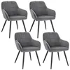 Four gray upholstered chairs with black metal legs are arranged in a 2x2 grid against a white background. Produktbild-Vorschau