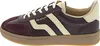 A side view of a single burgundy and cream colored sneaker. Produktbild-Vorschau