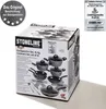 A product box for a STONELINE cookware set, showing images of the pots and pans included. Produktbild-Vorschau