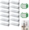 A collection of vacuum cleaner bags and filters, with a person and a vacuum cleaner in the background. Produktbild-Vorschau