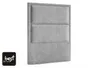 A grey upholstered headboard is shown against a white background. Produktbild-Vorschau