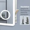 Badspigel mit Steckdose 120×70cm Uhr LED Schminkspiegel Produktbild-Vorschau 3