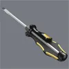 A single flathead screwdriver with a black and yellow handle against a gray background. Produktbild-Vorschau