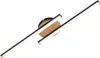 A modern LED ceiling light with two angled light bars and a wooden accent. Produktbild-Vorschau