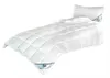A white quilted comforter and pillow on a white background. Produktbild-Vorschau