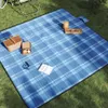 The Living Store Picknickdecke Faltbar Blau Kariert 200x200 Produktbild-Vorschau 2