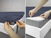 Drap, drap-housse, microsatin, bonne qualité 90x200cm Bleu Voir les images du produit 2