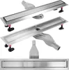 A collage of three different views of a linear shower drain. Náhľad obrázku produktu