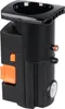 A black coffee machine brewing unit with orange levers against a white background. Produktbild-Vorschau