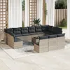 14-tlg. Garten-Sofagarnitur mit Kissen Hellgrau Poly Rattan Produktbild-Vorschau 2