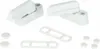 A set of white window security locks and small white caps on a white background. Produktbild-Vorschau