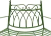A close-up view of the back of a green metal garden bench. Náhľad obrázku produktu