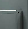 A close-up view of a shower enclosure corner, showing the frame and glass. Produktbild-Vorschau