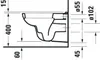 A technical drawing with dimensions of a toilet bowl. Produktbild-Vorschau