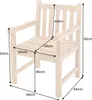 A diagram of a wooden garden chair with dimensions indicated by lines and text. Produktbild-Vorschau