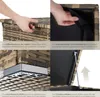 A collage of four close-up images showcasing features of an outdoor storage box. Produktbild-Vorschau