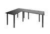 A black L-shaped desk with metal legs, shown from a three-quarter angle against a white background. Produktbild-Vorschau