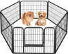 Two small dogs are inside a black metal playpen. Produktbild-Vorschau