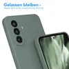 A close-up shot of a green smartphone case, showing the camera module and a portion of the phone screen. Produktbild-Vorschau
