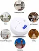 A collage of different locations where a smoke and CO detector can be used, with the product in the center. Produktbild-Vorschau