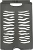 A dark grey laundry basket with a zebra-like pattern of cutouts. Voir les images du produit