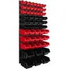 A wall-mounted storage system with multiple red and black bins. Anteprima dell’immagine prodotto