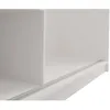 A close-up view of a white cabinet with a silver track along the bottom edge. Produktbild-Vorschau